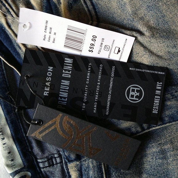🔥 NEW Reason New York Stone Washed Flexable Denim Skinny Motorcycle Style Jeans - Picture 3 of 7